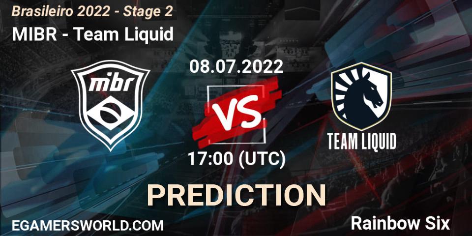 Prognose für das Spiel MIBR VS Team Liquid. 08.07.22. Rainbow Six - Brasileirão 2022 - Stage 2