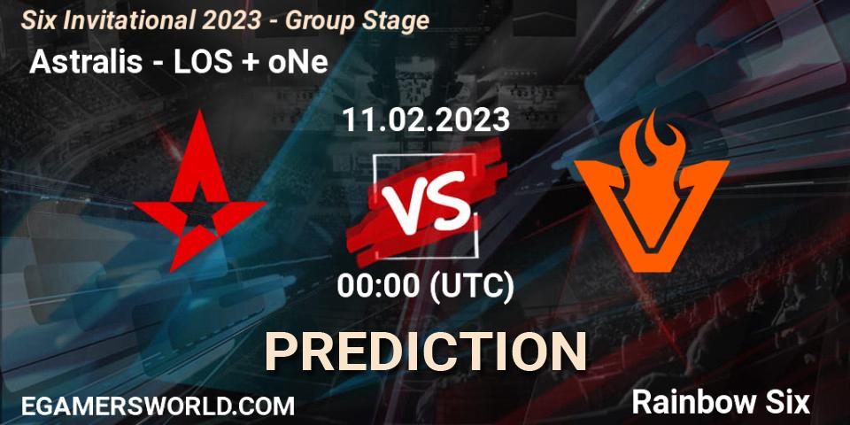 Prognose für das Spiel Astralis VS LOS + oNe. 11.02.2023 at 00:00. Rainbow Six - Six Invitational 2023 - Group Stage