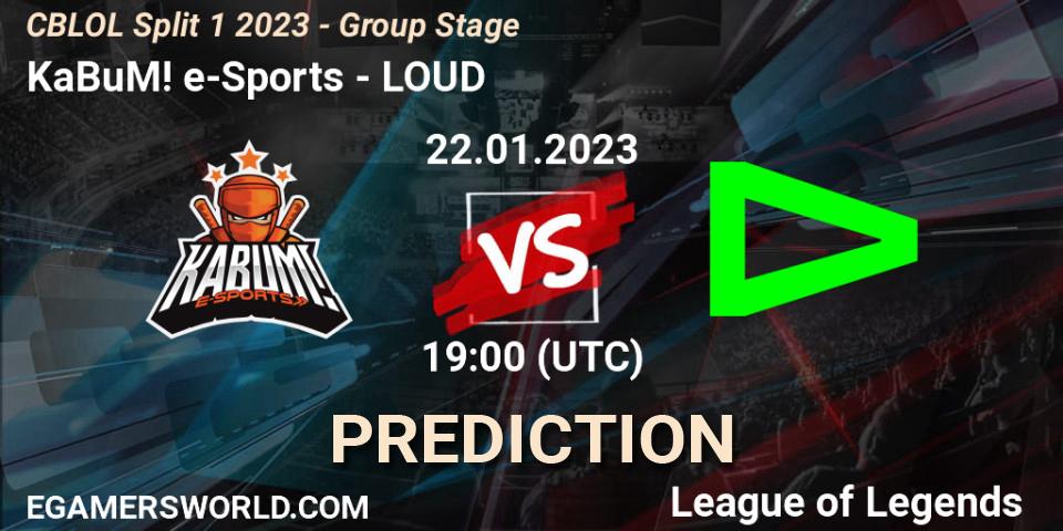 Prognose für das Spiel KaBuM! e-Sports VS LOUD. 22.01.2023 at 19:15. LoL - CBLOL Split 1 2023 - Group Stage