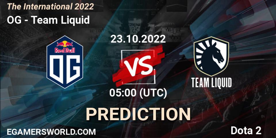 Prognose für das Spiel OG VS Team Liquid. 23.10.2022 at 05:41. Dota 2 - The International 2022