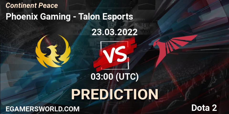 Prognose für das Spiel Phoenix Gaming VS Talon Esports. 23.03.22. Dota 2 - Continent Peace