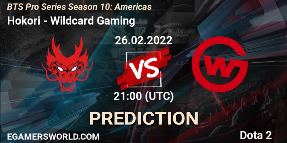 Prognose für das Spiel Hokori VS Wildcard Gaming. 26.02.2022 at 21:03. Dota 2 - BTS Pro Series Season 10: Americas