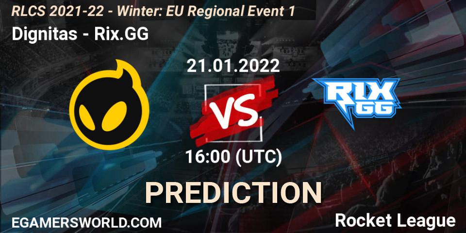 Prognose für das Spiel Dignitas VS Rix.GG. 21.01.2022 at 16:00. Rocket League - RLCS 2021-22 - Winter: EU Regional Event 1