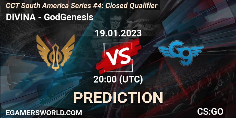 Prognose für das Spiel DIVINA VS GodGenesis. 19.01.23. CS2 (CS:GO) - CCT South America Series #4: Closed Qualifier