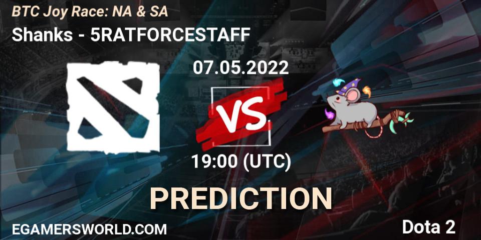 Prognose für das Spiel Shanks VS 5RATFORCESTAFF. 07.05.2022 at 19:11. Dota 2 - BTC Joy Race: NA & SA