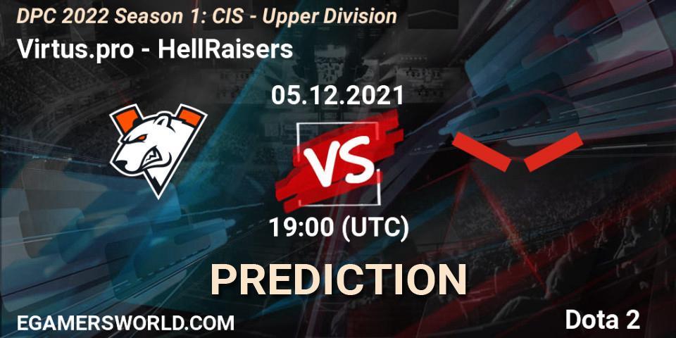 Prognose für das Spiel Virtus.pro VS HellRaisers. 05.12.21. Dota 2 - DPC 2022 Season 1: CIS - Upper Division