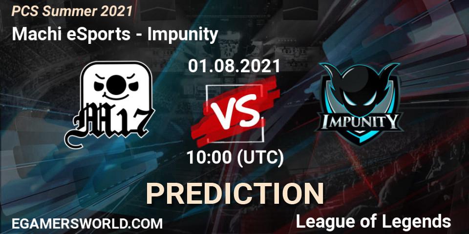 Prognose für das Spiel Machi eSports VS Impunity. 01.08.21. LoL - PCS Summer 2021