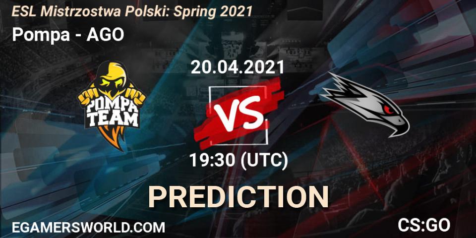 Prognose für das Spiel Pompa VS AGO. 04.05.21. CS2 (CS:GO) - ESL Mistrzostwa Polski: Spring 2021