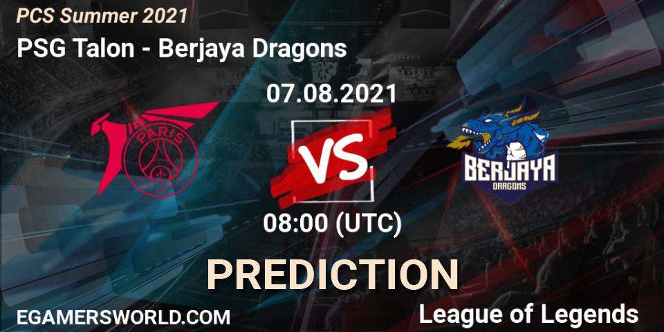 Prognose für das Spiel PSG Talon VS Berjaya Dragons. 07.08.21. LoL - PCS Summer 2021