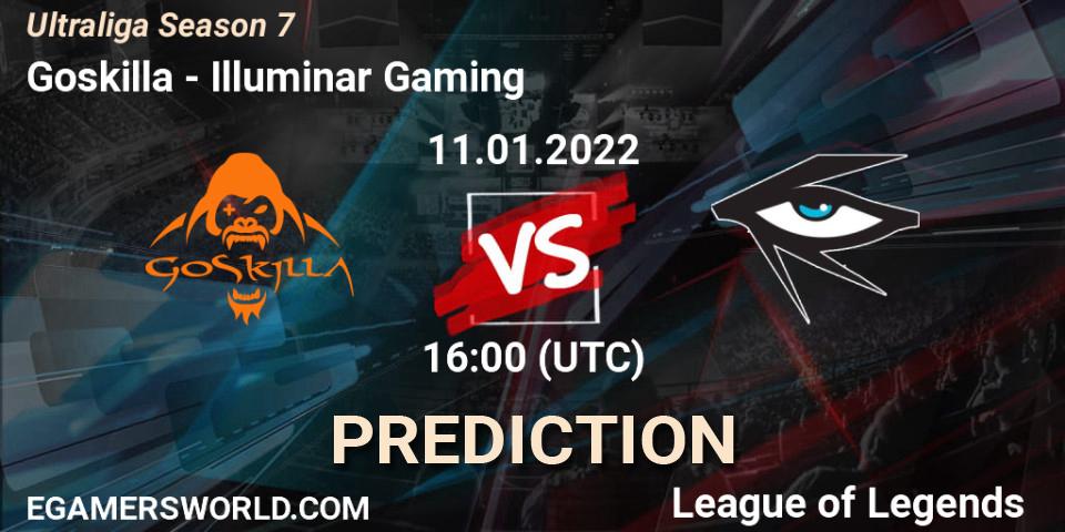 Prognose für das Spiel Goskilla VS Illuminar Gaming. 11.01.2022 at 16:00. LoL - Ultraliga Season 7