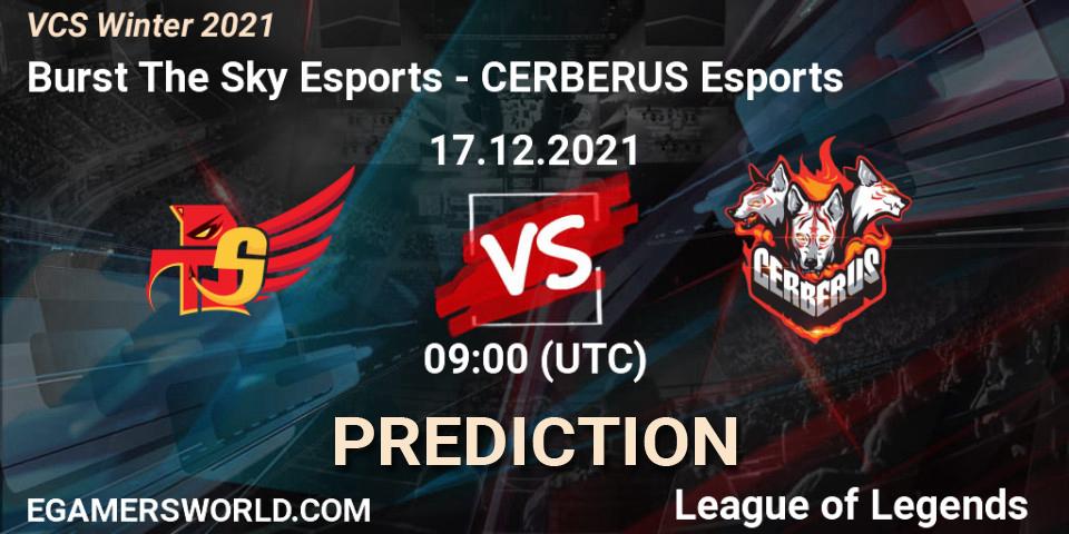 Prognose für das Spiel Burst The Sky Esports VS CERBERUS Esports. 17.12.2021 at 09:00. LoL - VCS Winter 2021