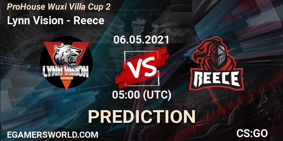 Prognose für das Spiel Lynn Vision VS Reece. 06.05.2021 at 05:00. Counter-Strike (CS2) - ProHouse Wuxi Villa Cup Season 2