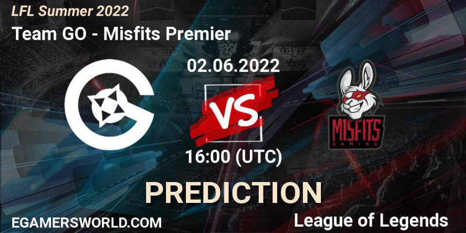 Prognose für das Spiel Team GO VS Misfits Premier. 02.06.22. LoL - LFL Summer 2022