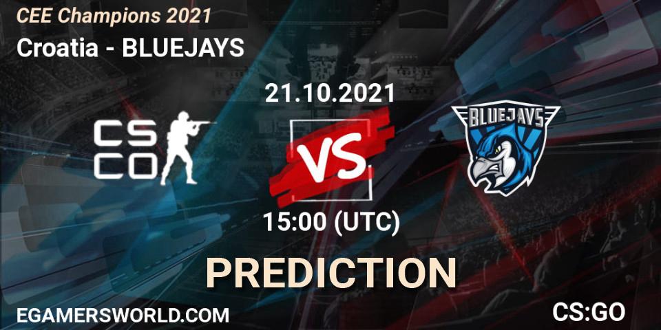 Prognose für das Spiel Croatia VS BLUEJAYS. 21.10.2021 at 15:00. Counter-Strike (CS2) - CEE Champions 2021