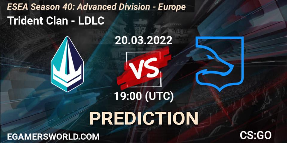 Prognose für das Spiel Trident Clan VS LDLC. 20.03.2022 at 19:00. Counter-Strike (CS2) - ESEA Season 40: Advanced Division - Europe