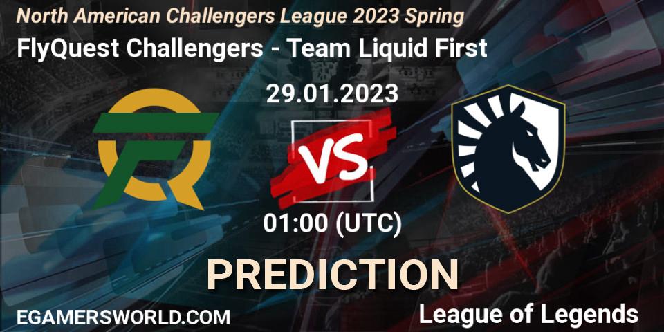 Prognose für das Spiel FlyQuest Challengers VS Team Liquid First. 29.01.23. LoL - NACL 2023 Spring - Group Stage