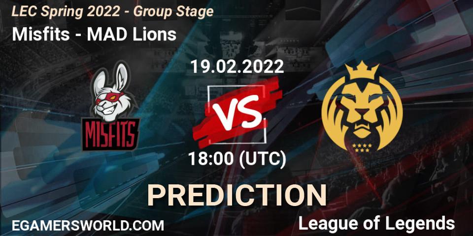 Prognose für das Spiel Misfits VS MAD Lions. 19.02.22. LoL - LEC Spring 2022 - Group Stage