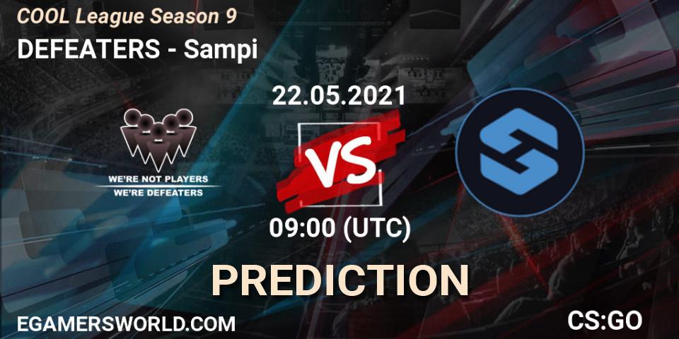 Prognose für das Spiel DEFEATERS VS Sampi. 22.05.2021 at 09:00. Counter-Strike (CS2) - COOL League Season 9
