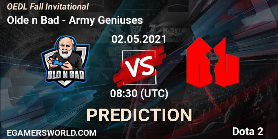 Prognose für das Spiel Olde n Bad VS Army Geniuses. 02.05.2021 at 08:57. Dota 2 - OEDL Fall Invitational