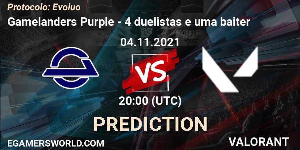 Prognose für das Spiel Gamelanders Purple VS Try Esports. 04.11.2021 at 20:00. VALORANT - Protocolo: Evolução
