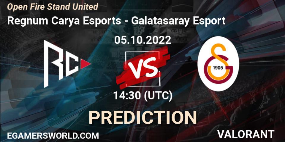 Prognose für das Spiel Regnum Carya Esports VS Galatasaray Esport. 05.10.2022 at 14:30. VALORANT - Open Fire Stand United
