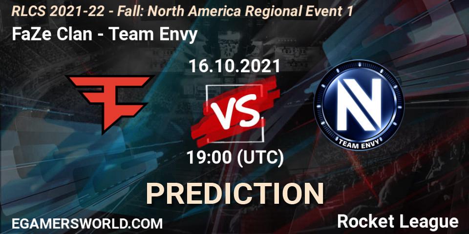 Prognose für das Spiel FaZe Clan VS Team Envy. 16.10.2021 at 19:00. Rocket League - RLCS 2021-22 - Fall: North America Regional Event 1