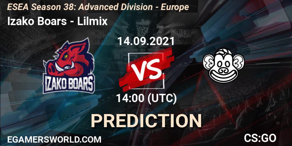 Prognose für das Spiel Izako Boars VS Lilmix. 14.09.2021 at 14:00. Counter-Strike (CS2) - ESEA Season 38: Advanced Division - Europe
