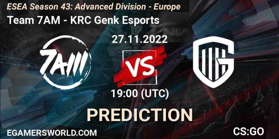 Prognose für das Spiel Team 7AM VS KRC Genk Esports. 27.11.22. CS2 (CS:GO) - ESEA Season 43: Advanced Division - Europe