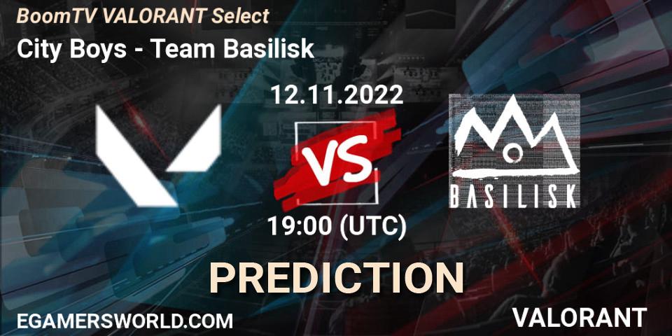 Prognose für das Spiel City Boys VS Team Basilisk. 12.11.2022 at 19:00. VALORANT - BoomTV VALORANT Select