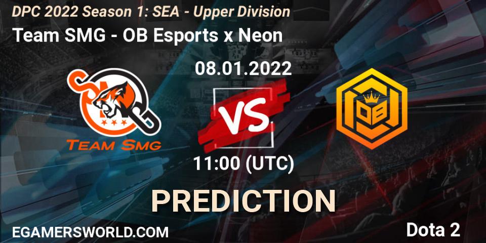 Prognose für das Spiel Team SMG VS OB Esports x Neon. 14.01.2022 at 08:02. Dota 2 - DPC 2022 Season 1: SEA - Upper Division