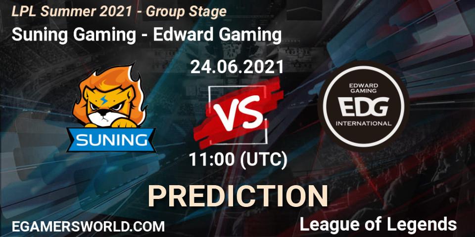 Prognose für das Spiel Suning Gaming VS Edward Gaming. 24.06.21. LoL - LPL Summer 2021 - Group Stage