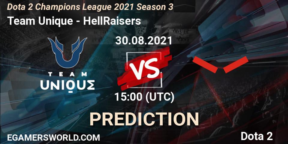 Prognose für das Spiel Team Unique VS HellRaisers. 30.08.2021 at 14:59. Dota 2 - Dota 2 Champions League 2021 Season 3