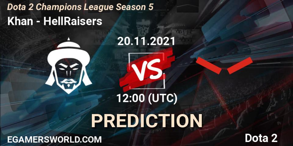 Prognose für das Spiel Khan VS HellRaisers. 20.11.21. Dota 2 - Dota 2 Champions League 2021 Season 5