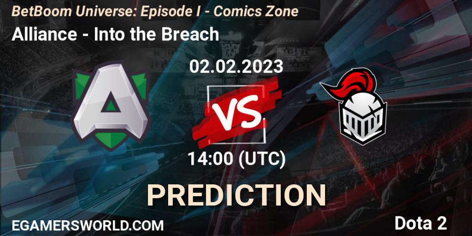 Prognose für das Spiel Alliance VS Into the Breach. 02.02.23. Dota 2 - BetBoom Universe: Episode I - Comics Zone