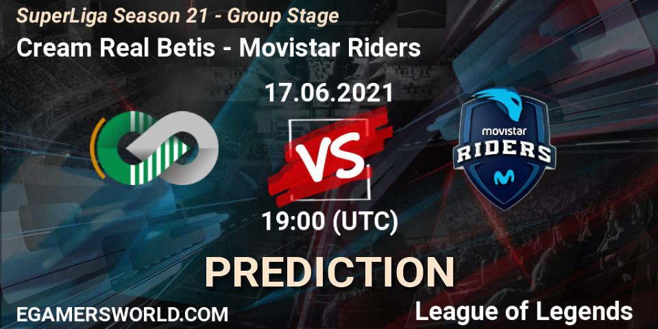 Prognose für das Spiel Cream Real Betis VS Movistar Riders. 17.06.2021 at 19:00. LoL - SuperLiga Season 21 - Group Stage 