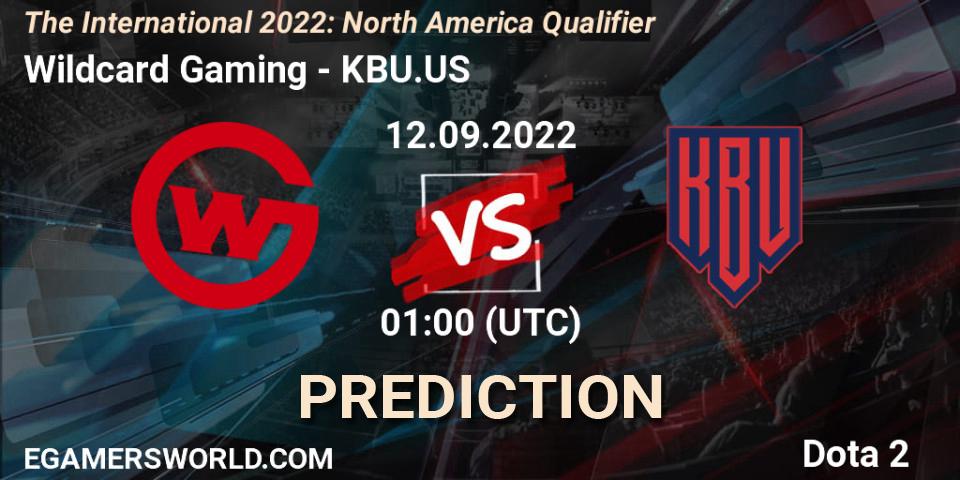 Prognose für das Spiel Wildcard Gaming VS KBU.US. 12.09.2022 at 01:07. Dota 2 - The International 2022: North America Qualifier