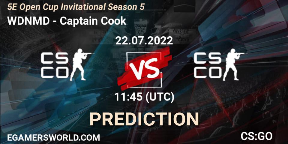 Prognose für das Spiel WDNMD VS Captain Cook. 22.07.2022 at 11:45. Counter-Strike (CS2) - 5E Open Cup Invitational Season 5