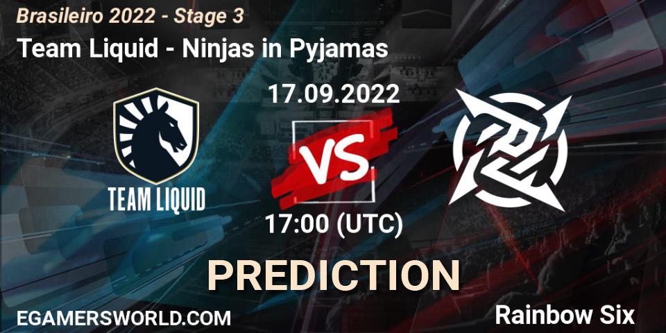 Prognose für das Spiel Team Liquid VS Ninjas in Pyjamas. 17.09.22. Rainbow Six - Brasileirão 2022 - Stage 3