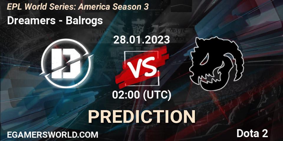Prognose für das Spiel Dreamers VS Balrogs. 28.01.23. Dota 2 - EPL World Series: America Season 3
