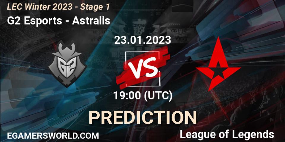 Prognose für das Spiel G2 Esports VS Astralis. 23.01.2023 at 19:45. LoL - LEC Winter 2023 - Stage 1
