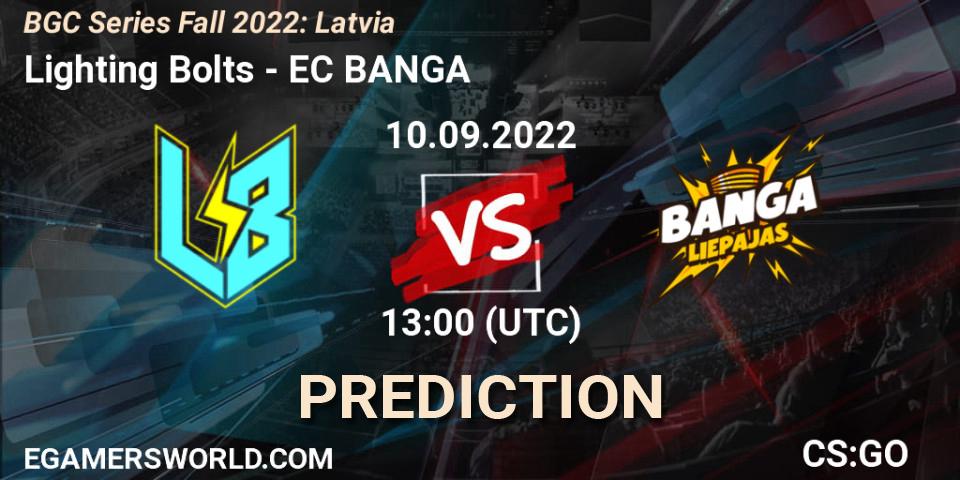 Prognose für das Spiel Lighting Bolts VS EC BANGA. 10.09.2022 at 13:00. Counter-Strike (CS2) - BGC Series Fall 2022: Latvia