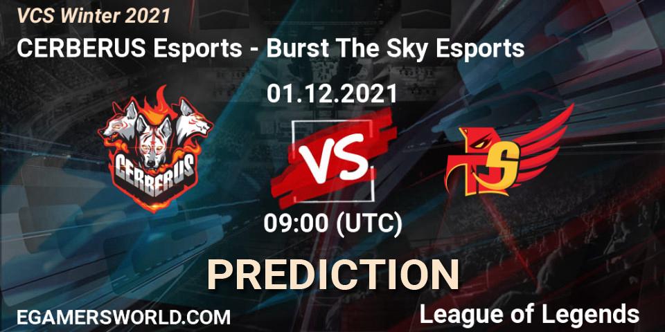 Prognose für das Spiel CERBERUS Esports VS Burst The Sky Esports. 01.12.2021 at 09:00. LoL - VCS Winter 2021