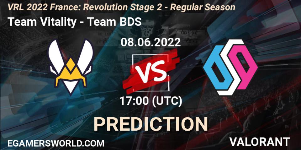 Prognose für das Spiel Team Vitality VS Team BDS. 08.06.2022 at 17:00. VALORANT - VRL 2022 France: Revolution Stage 2 - Regular Season