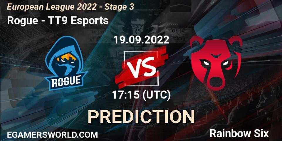 Prognose für das Spiel Rogue VS TT9 Esports. 19.09.22. Rainbow Six - European League 2022 - Stage 3