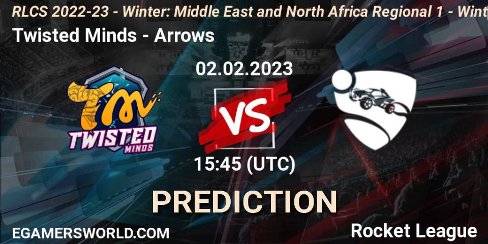 Prognose für das Spiel Twisted Minds VS Arrows. 02.02.2023 at 15:45. Rocket League - RLCS 2022-23 - Winter: Middle East and North Africa Regional 1 - Winter Open