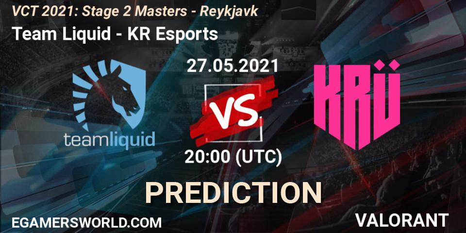 Prognose für das Spiel Team Liquid VS KRÜ Esports. 27.05.2021 at 21:00. VALORANT - VCT 2021: Stage 2 Masters - Reykjavík