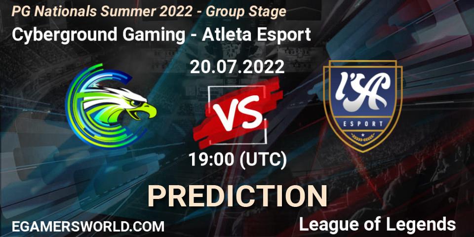 Prognose für das Spiel Cyberground Gaming VS Atleta Esport. 20.07.2022 at 19:00. LoL - PG Nationals Summer 2022 - Group Stage