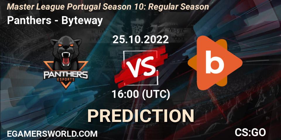 Prognose für das Spiel Panthers VS Byteway. 25.10.22. CS2 (CS:GO) - Master League Portugal Season 10: Regular Season