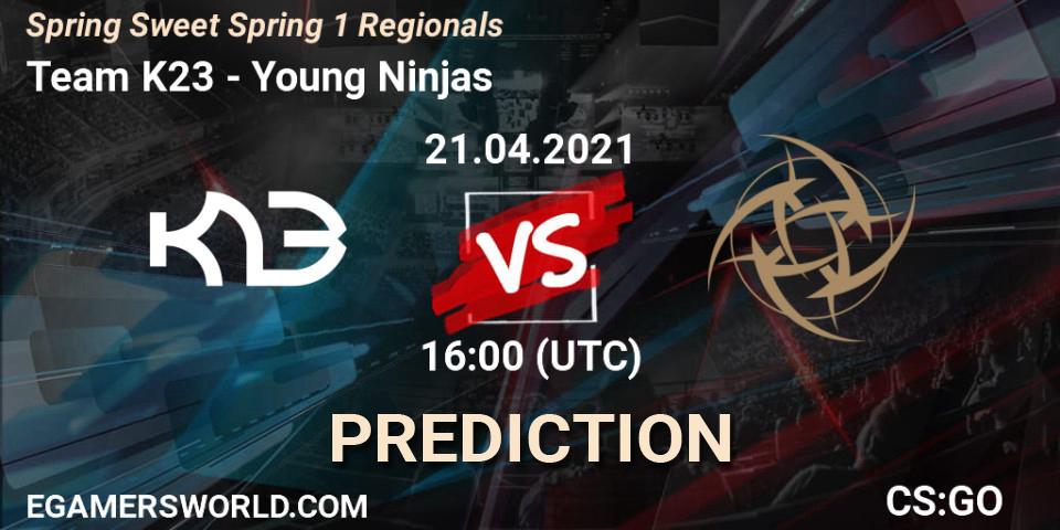 Prognose für das Spiel Team K23 VS Young Ninjas. 21.04.2021 at 16:00. Counter-Strike (CS2) - Spring Sweet Spring 1 Regionals
