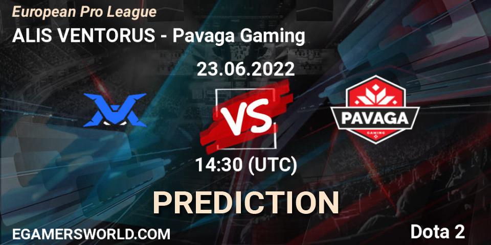 Prognose für das Spiel ALIS VENTORUS VS Pavaga Gaming. 23.06.22. Dota 2 - European Pro League